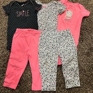 Baby girls 6-12 months onesie/pants set - EUC